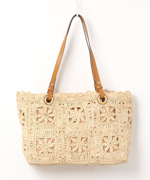 Samantha Thavasa(サマンサタバサ)の「ラフィア トートバッグ 大サイズ(トートバッグ・レディース・キャメル/ホワイト・FREE)」の4枚目の写真