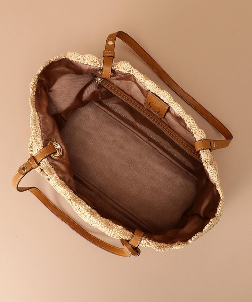 Samantha Thavasa(サマンサタバサ)の「ラフィア トートバッグ 大サイズ(トートバッグ・レディース・キャメル/ホワイト・FREE)」の12枚目の写真