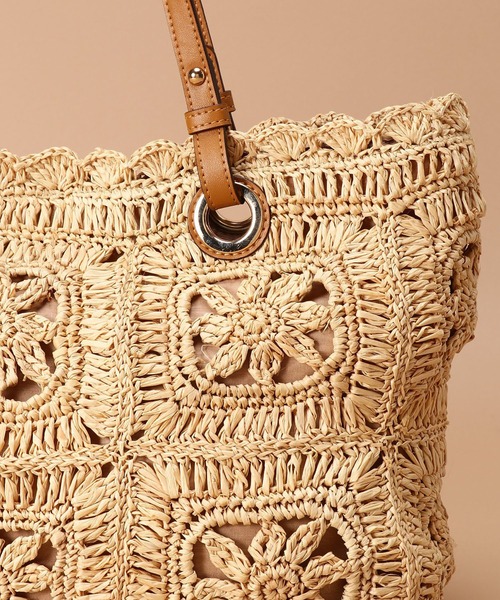 Samantha Thavasa(サマンサタバサ)の「ラフィア トートバッグ 大サイズ(トートバッグ・レディース・キャメル/ホワイト・FREE)」の10枚目の写真