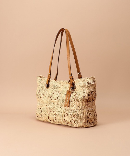 Samantha Thavasa(サマンサタバサ)の「ラフィア トートバッグ 大サイズ(トートバッグ・レディース・キャメル/ホワイト・FREE)」の9枚目の写真