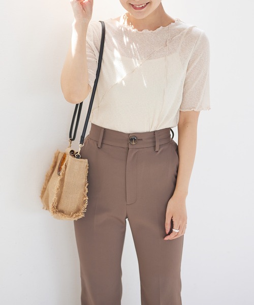 Heather（ヘザー）の「ランダムメローシアーカットソー　944266（Tシャツ/カットソー・レディース・ホワイト/ブラック/グリーン/アイボリー・FREE）」の3枚目の写真