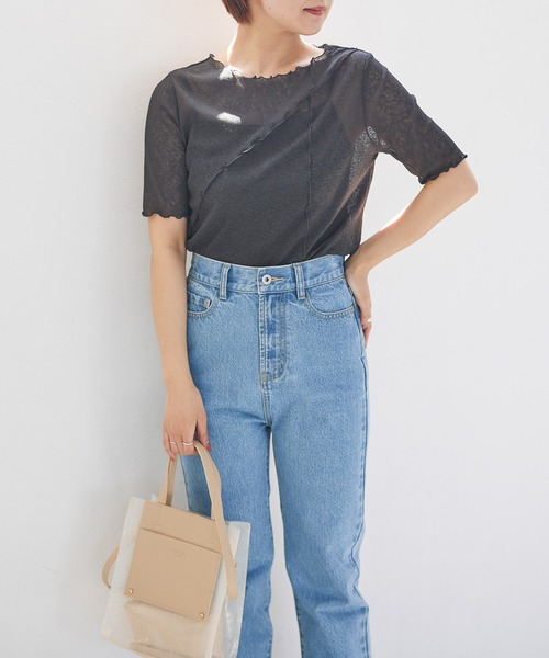 Heather（ヘザー）の「ランダムメローシアーカットソー　944266（Tシャツ/カットソー・レディース・ホワイト/ブラック/グリーン/アイボリー・FREE）」の4枚目の写真