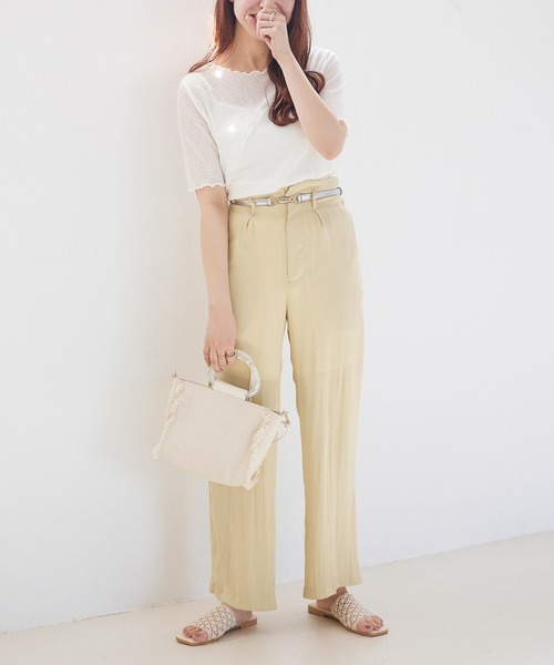 Heather（ヘザー）の「ランダムメローシアーカットソー　944266（Tシャツ/カットソー・レディース・ホワイト/ブラック/グリーン/アイボリー・FREE）」の17枚目の写真