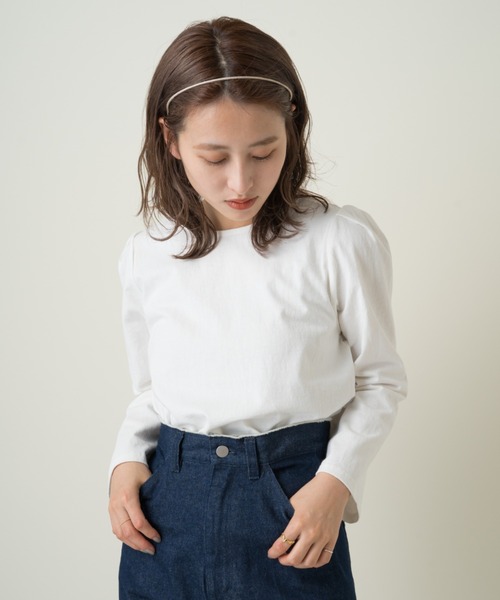 Kastane(カスタネ)の「パフ7分袖プルオーバー(Tシャツ/カットソー・レディース・グリーン/ピンク/オフホワイト・FREE)」の6枚目の写真