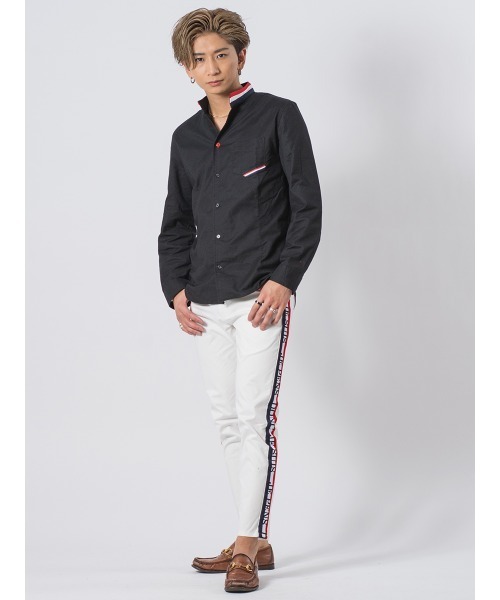 EVOLUTION（エボリューション）の「トリコロールラインストレッチパンツ（チノパンツ・メンズ・オフホワイト/ブラック・MEDIUM/LARGE/X-LARGE）」の9枚目の写真