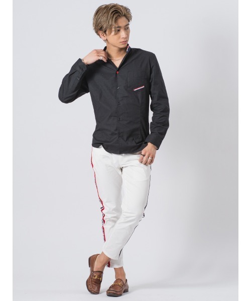 EVOLUTION（エボリューション）の「トリコロールラインストレッチパンツ（チノパンツ・メンズ・オフホワイト/ブラック・MEDIUM/LARGE/X-LARGE）」の8枚目の写真