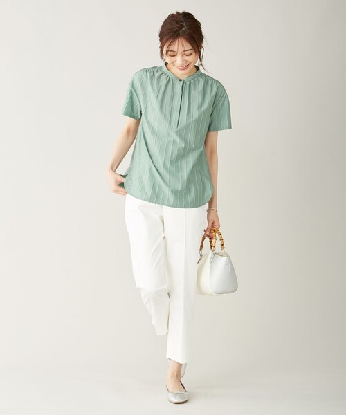 J.PRESS(ジェイプレス)の「【イージーケア】スビンギザストライプ カットソー(Tシャツ/カットソー・レディース・グレー系2/ベージュ系1/スモーキーグリーン系2・T15/T13)」の6枚目の写真