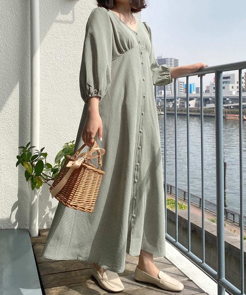 セール ワンピース ギンガムチェック Omom Mimi ロング Omom Mimi Toujours ワンピース ワンピース Mimi Mimi Toujours ミミトゥジュール のファッション