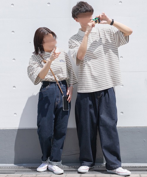 PairPair(ペアペア)の「ハーフジップボーダーT(ユニセックス)(Tシャツ/カットソー・メンズ・パープル系その他/グリーン系その他/ベージュ・FREE)」の12枚目の写真