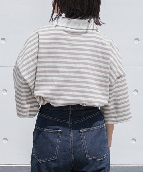 PairPair(ペアペア)の「ハーフジップボーダーT(ユニセックス)(Tシャツ/カットソー・メンズ・パープル系その他/グリーン系その他/ベージュ・FREE)」の17枚目の写真