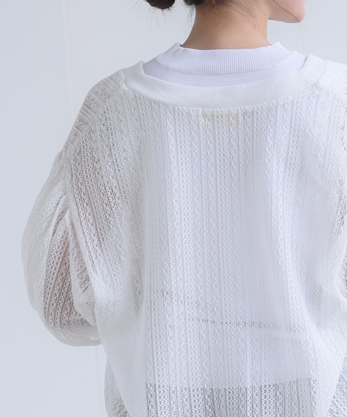 rps(アールピーエス)の「多釦ボリュームスリーブレースショートカーディガン(カーディガン/ボレロ・レディース・ブラック/オフホワイト/ホワイト系その他2/ブラック系その他2/ブラック系その他3/ホワイト系その他3・M/フリー)」の12枚目の写真