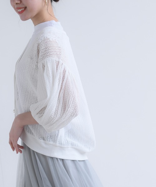 rps(アールピーエス)の「多釦ボリュームスリーブレースショートカーディガン(カーディガン/ボレロ・レディース・ブラック/オフホワイト/ホワイト系その他2/ブラック系その他2/ブラック系その他3/ホワイト系その他3・M/フリー)」の13枚目の写真