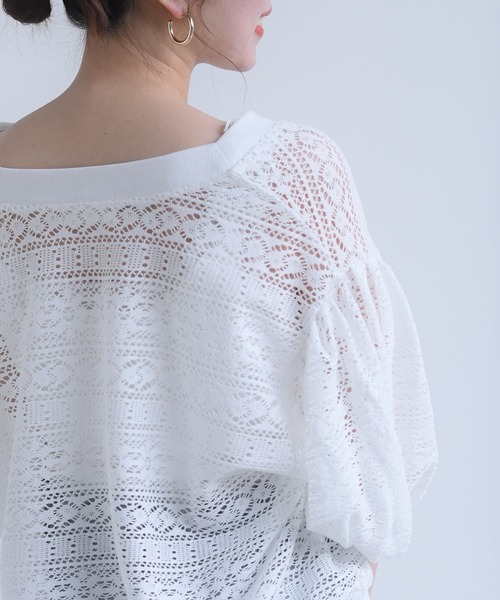 rps(アールピーエス)の「多釦ボリュームスリーブレースショートカーディガン(カーディガン/ボレロ・レディース・ブラック/オフホワイト/ホワイト系その他2/ブラック系その他2/ブラック系その他3/ホワイト系その他3・M/フリー)」の20枚目の写真