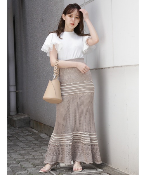 dazzlin（ダズリン）の「ダブルフリルコンパクトトップス（Tシャツ/カットソー・レディース・ブラック/グレー/オフホワイト/ベージュ/ブラウン・FREE）」の18枚目の写真