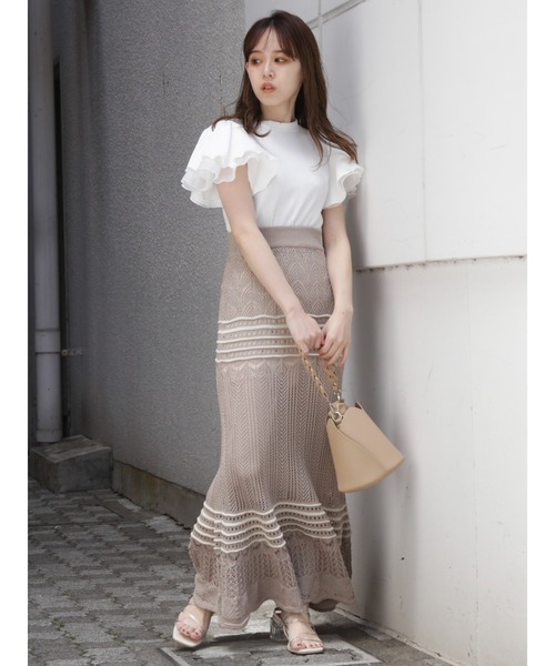 dazzlin（ダズリン）の「ダブルフリルコンパクトトップス（Tシャツ/カットソー・レディース・ブラック/グレー/オフホワイト/ベージュ/ブラウン・FREE）」の19枚目の写真