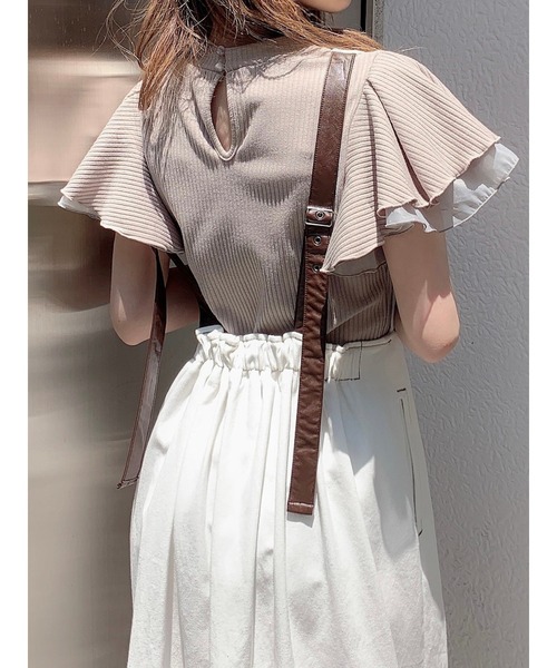 dazzlin（ダズリン）の「ダブルフリルコンパクトトップス（Tシャツ/カットソー・レディース・ブラック/グレー/オフホワイト/ベージュ/ブラウン・FREE）」の15枚目の写真