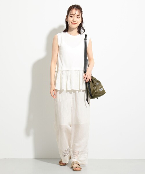 SHARE PARK（シェアパーク）の「【接触冷感】ダンボール×シャーリングドッキングトップス（シャツ/ブラウス・レディース・ブラック系/アイボリー系/ベージュ系・1）」の15枚目の写真