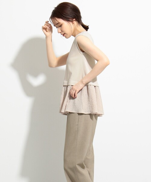 SHARE PARK（シェアパーク）の「【接触冷感】ダンボール×シャーリングドッキングトップス（シャツ/ブラウス・レディース・ブラック系/アイボリー系/ベージュ系・1）」の21枚目の写真