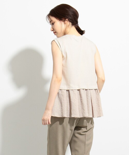 SHARE PARK（シェアパーク）の「【接触冷感】ダンボール×シャーリングドッキングトップス（シャツ/ブラウス・レディース・ブラック系/アイボリー系/ベージュ系・1）」の10枚目の写真