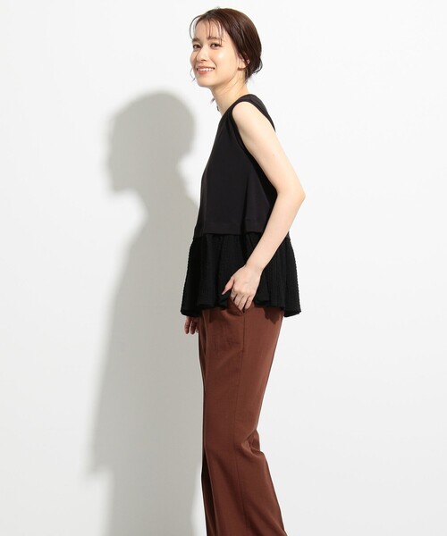 SHARE PARK（シェアパーク）の「【接触冷感】ダンボール×シャーリングドッキングトップス（シャツ/ブラウス・レディース・ブラック系/アイボリー系/ベージュ系・1）」の19枚目の写真