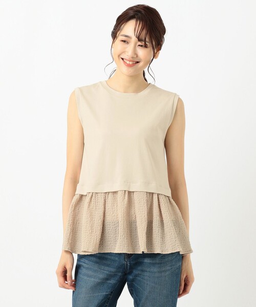 SHARE PARK（シェアパーク）の「【接触冷感】ダンボール×シャーリングドッキングトップス（シャツ/ブラウス・レディース・ブラック系/アイボリー系/ベージュ系・1）」の11枚目の写真