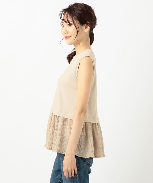 SHARE PARK（シェアパーク）の「【接触冷感】ダンボール×シャーリングドッキングトップス（シャツ/ブラウス・レディース・ブラック系/アイボリー系/ベージュ系・1）」の9枚目の写真