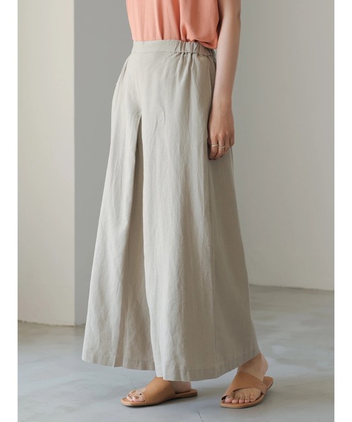 AMERICAN HOLIC(アメリカンホリック)の「リネンブレンドタックガウチョパンツ *(その他パンツ・レディース・ブラウン/サックスブルー/ベージュ・L/M)」の3枚目の写真