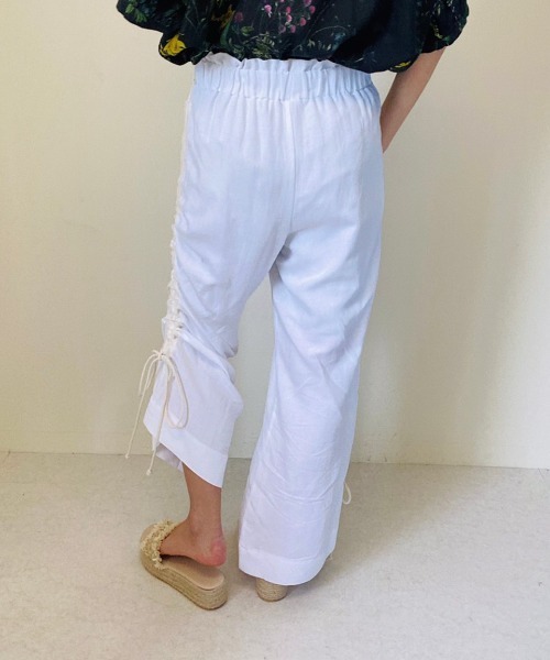 TEVALT（ヴァレット）の「サイドロープ麻混ワイドパンツ（その他パンツ・レディース・キャメル/ホワイト/ロイヤルブルー・38）」の6枚目の写真