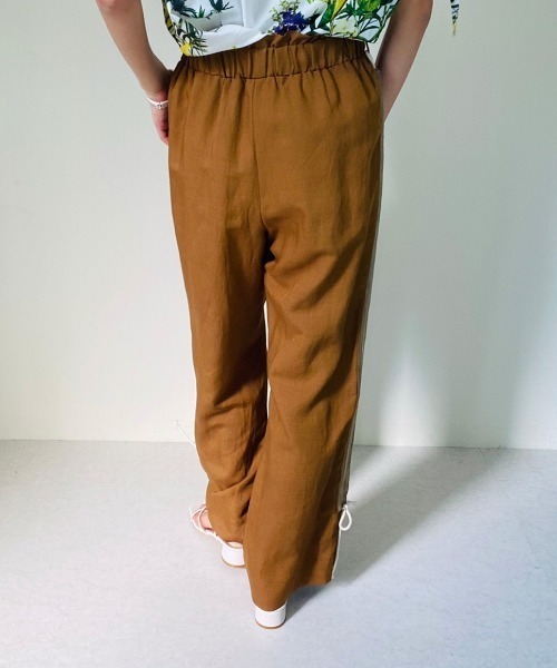 TEVALT（ヴァレット）の「サイドロープ麻混ワイドパンツ（その他パンツ・レディース・キャメル/ホワイト/ロイヤルブルー・38）」の8枚目の写真