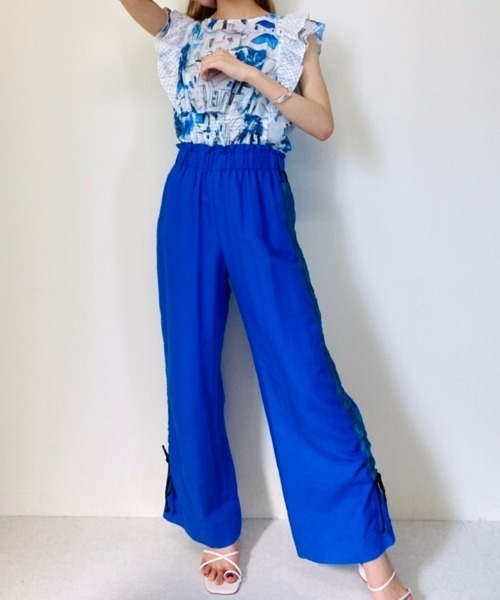 TEVALT（ヴァレット）の「サイドロープ麻混ワイドパンツ（その他パンツ・レディース・キャメル/ホワイト/ロイヤルブルー・38）」の5枚目の写真