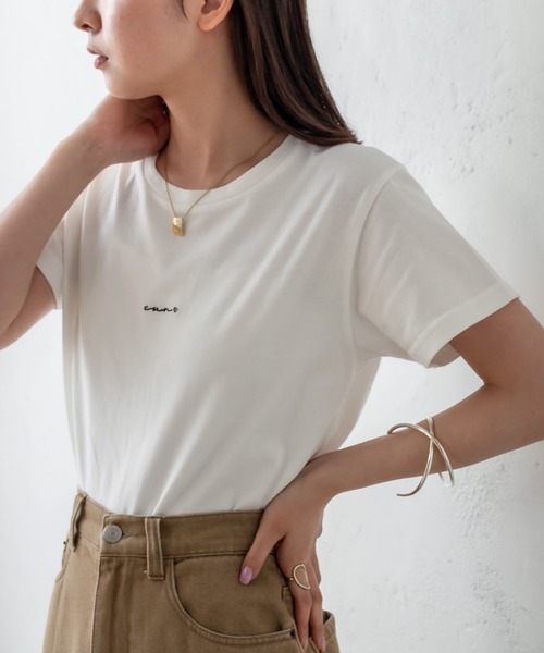mystic(ミスティック)の「ポイント刺繍Tシャツ(Tシャツ/カットソー・レディース・チャコールグレー/パープル/レッド/オフホワイト・FREE)」の17枚目の写真