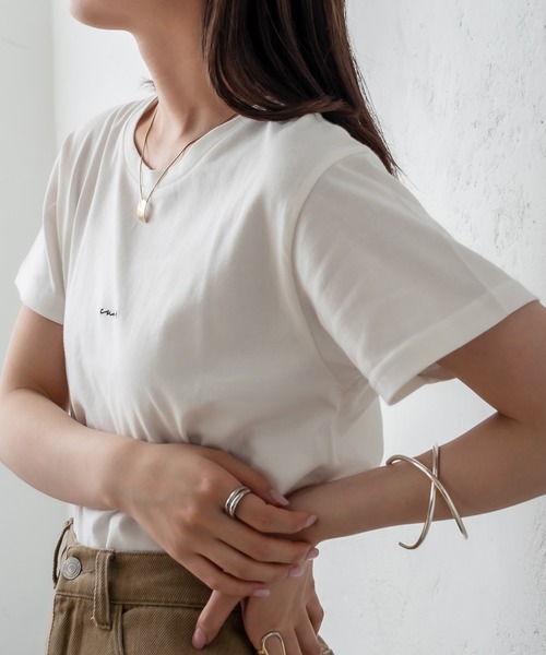 mystic(ミスティック)の「ポイント刺繍Tシャツ(Tシャツ/カットソー・レディース・チャコールグレー/パープル/レッド/オフホワイト・FREE)」の22枚目の写真