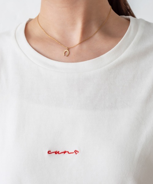 mystic(ミスティック)の「ポイント刺繍Tシャツ(Tシャツ/カットソー・レディース・チャコールグレー/パープル/レッド/オフホワイト・FREE)」の16枚目の写真
