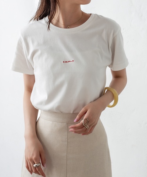 mystic(ミスティック)の「ポイント刺繍Tシャツ(Tシャツ/カットソー・レディース・チャコールグレー/パープル/レッド/オフホワイト・FREE)」の14枚目の写真