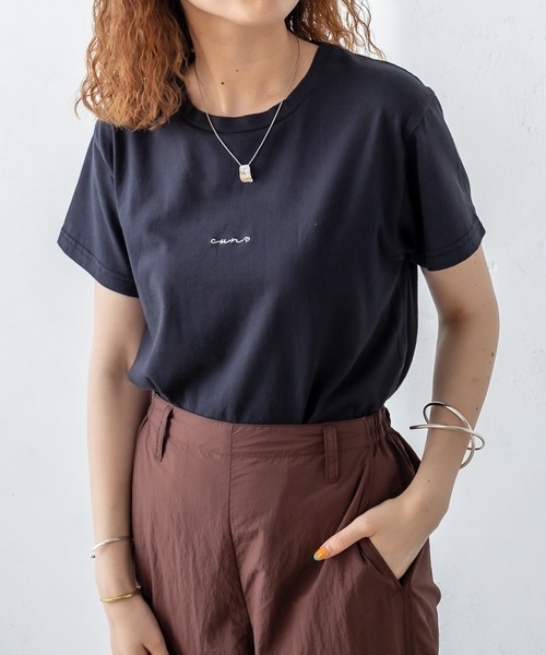mystic(ミスティック)の「ポイント刺繍Tシャツ(Tシャツ/カットソー・レディース・チャコールグレー/パープル/レッド/オフホワイト・FREE)」の6枚目の写真
