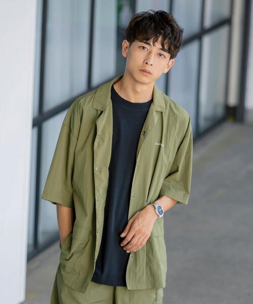 coen（コーエン）の「FreeSpeech(フリースピーチ)別注ナイロングログランオープンカラーシャツ(セットアップ対応)（シャツ/ブラウス・メンズ・ブラック/オリーブ/ダークグレー・SMALL/MEDIUM/LARGE）」の3枚目の写真