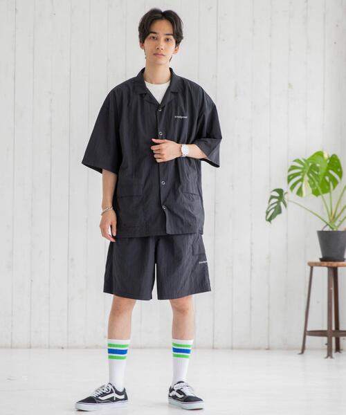 coen（コーエン）の「FreeSpeech(フリースピーチ)別注ナイロングログランオープンカラーシャツ(セットアップ対応)（シャツ/ブラウス・メンズ・ブラック/オリーブ/ダークグレー・SMALL/MEDIUM/LARGE）」の7枚目の写真