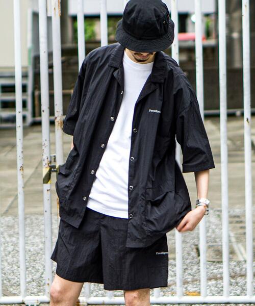 coen（コーエン）の「FreeSpeech(フリースピーチ)別注ナイロングログランオープンカラーシャツ(セットアップ対応)（シャツ/ブラウス・メンズ・ブラック/オリーブ/ダークグレー・SMALL/MEDIUM/LARGE）」の8枚目の写真