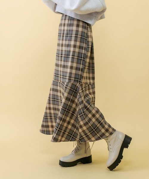 RASVOA（ラスボア）の「ヴィンテージチェックスカート（スカート・レディース・ベージュ/グレー・FREE）」の5枚目の写真