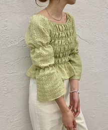 Kastane（カスタネ）の「レースジャガードシャーリングブラウス（シャツ/ブラウス）」