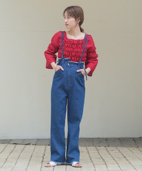 Kastane(カスタネ)の「レースジャガードシャーリングブラウス(シャツ/ブラウス・レディース・アイボリー/グリーン/レッド・FREE)」の18枚目の写真