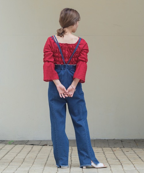 Kastane(カスタネ)の「レースジャガードシャーリングブラウス(シャツ/ブラウス・レディース・アイボリー/グリーン/レッド・FREE)」の16枚目の写真