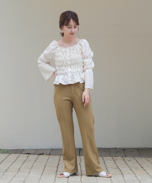 Kastane(カスタネ)の「レースジャガードシャーリングブラウス(シャツ/ブラウス・レディース・アイボリー/グリーン/レッド・FREE)」の19枚目の写真