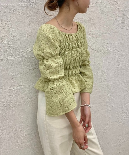 Kastane - 今期商品！一回のみ着用！レースブラウス セール】袖レースクロップドシャツ（シャツ/ブラウス）｜Kastane