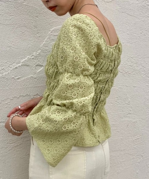 Kastane(カスタネ)の「レースジャガードシャーリングブラウス(シャツ/ブラウス・レディース・アイボリー/グリーン/レッド・FREE)」の21枚目の写真