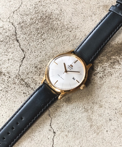 ORIENT（オリエント）の「オリエント/ORIENT オートマチック ベーシック スムースレザー（アナログ腕時計・メンズ・ゴールド/ブラック・FREE）」の2枚目の写真