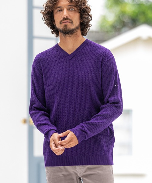 CALL&RESPONSE（コールアンドレスポンス）の「mn2415-スムースニット Vネック プルオーバー（ニット/セーター・メンズ・ブラウン/パープル/グレー/ベージュ・4/2/5/1）」の14枚目の写真