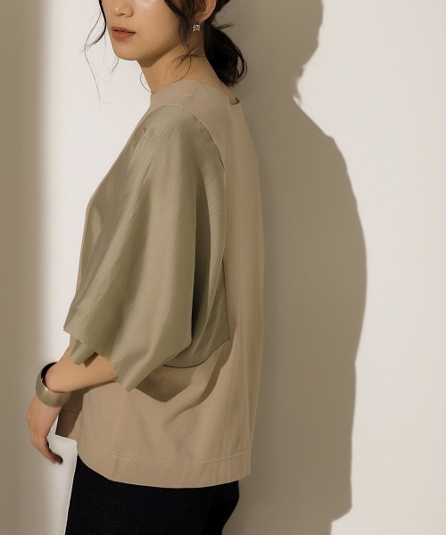 Bou Jeloud（ブージュルード）の「オーガニックコットン◆切替ＴＯＰＳ（Tシャツ/カットソー・レディース・ブラック/ベージュ/ピンク・FREE）」の14枚目の写真