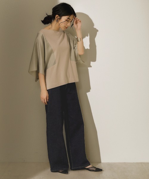 Bou Jeloud（ブージュルード）の「オーガニックコットン◆切替ＴＯＰＳ（Tシャツ/カットソー・レディース・ブラック/ベージュ/ピンク・FREE）」の12枚目の写真