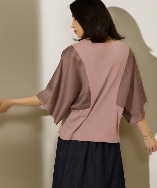 Bou Jeloud（ブージュルード）の「オーガニックコットン◆切替ＴＯＰＳ（Tシャツ/カットソー・レディース・ブラック/ベージュ/ピンク・FREE）」の15枚目の写真